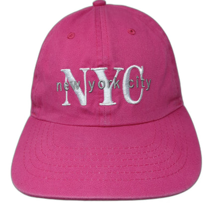 Newhattan Baseball Cap Pink One Size NYC Embroidery Slideback 100% Cotton Hat