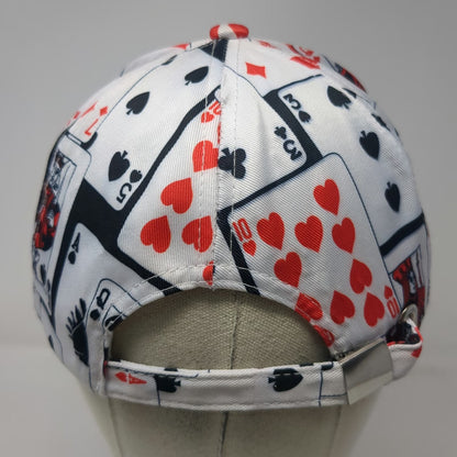 White Playing Cards Poker Gambling Allover Print One Size Baseball Cap Hat