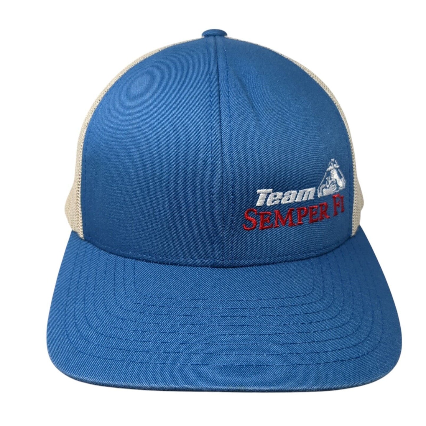 Team Semper Fi Snapback Trucker Hat Blue OS Adjustable Mesh Pacific Headwear
