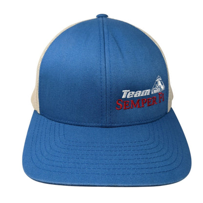 Team Semper Fi Snapback Trucker Hat Blue OS Adjustable Mesh Pacific Headwear