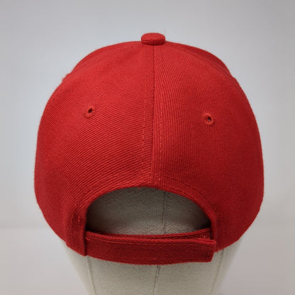 Wales Strapback Hat Red One Size Adjustable Embroidered Vent Holes
