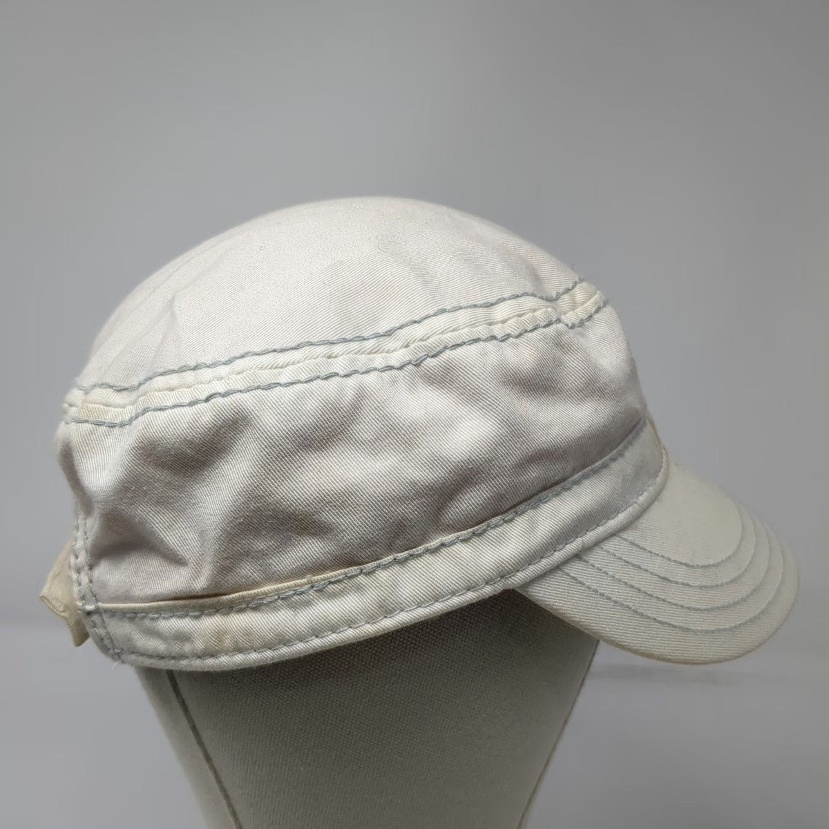 BKE Army Cap White One Size Ornate Graphic Rhinestones Pink Lining Strapback Hat