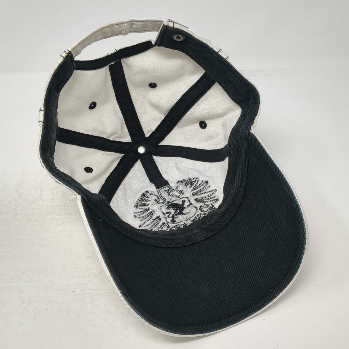 Express Baseball Cap White One Size Heraldic Lion Crest Contrast Stitch Hat