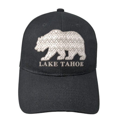 Lake Tahoe Bear Strapback Hat Black One Size Adjustable Outdoor 6 Panel
