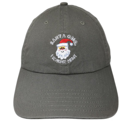 Elf Gray One Size Baseball Cap Santa OMG I Know Him Hat Slideback Embroidery