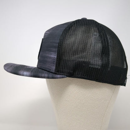 Hurley Trucker Hat Black One Size Mesh Back Snapback Flat Brim Heathered Logo