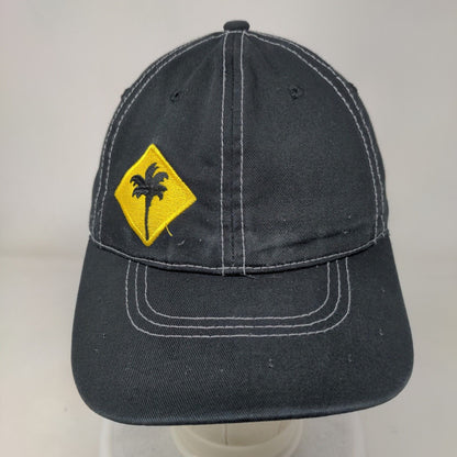 Palm Tree Strapback Hat Black One Size Adjustable Embroidered 6 Panel