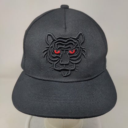 Black Tiger Snapback Hat Black One Size Embroidered Adjustable Red Eyes