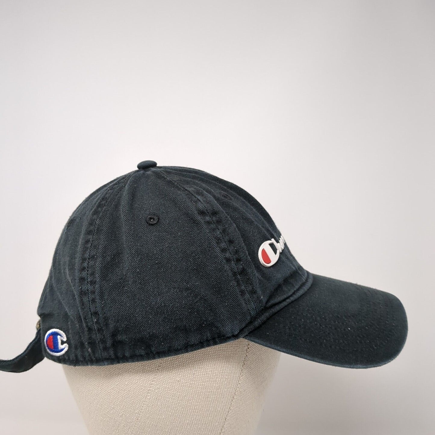 Champion Spell Out Slideback Hat Black One Size Adjustable Embroidered