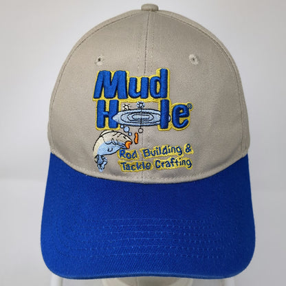 Baseball Cap Beige Blue One Size Mud Hole Rod Building Tackle Fishing Logo Hat