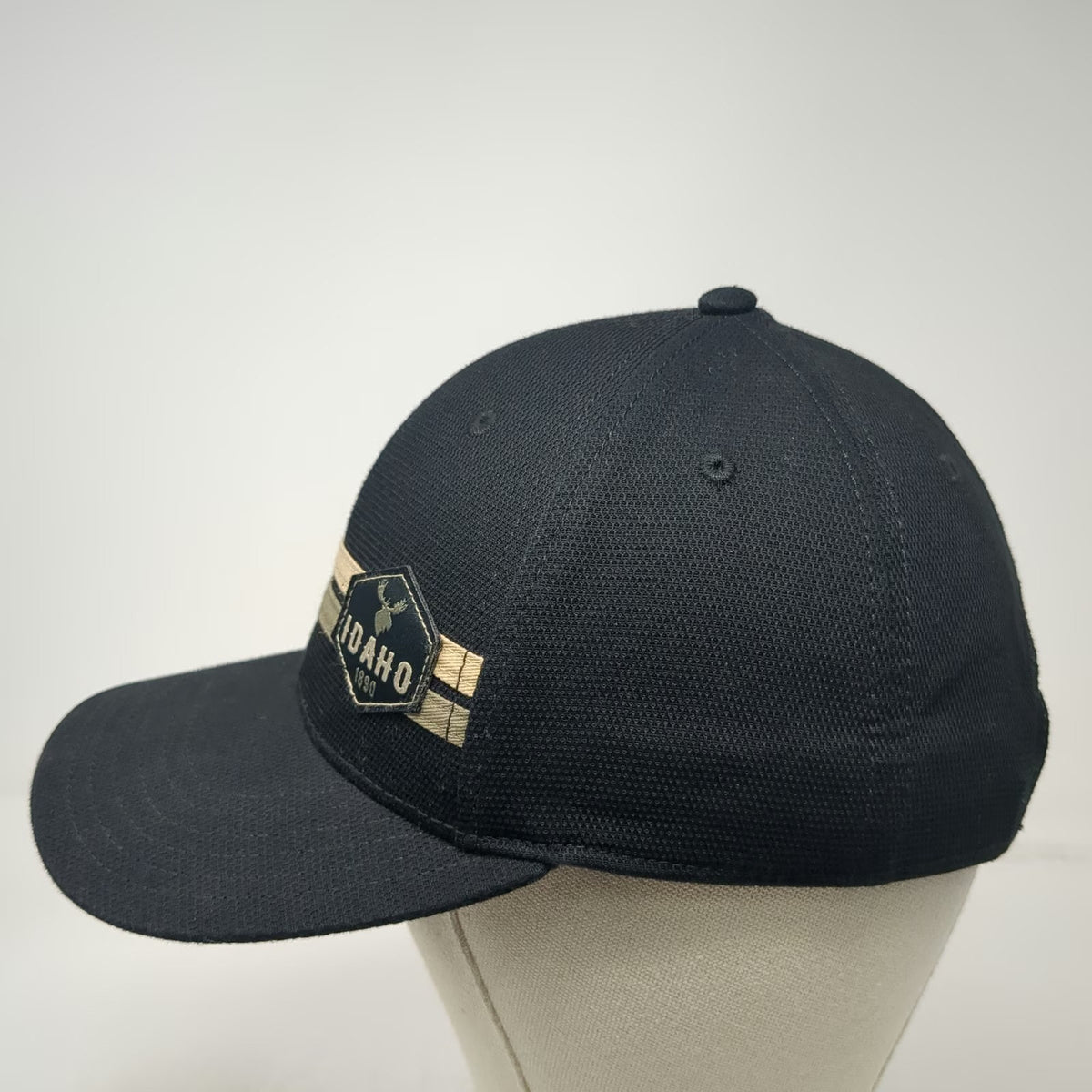G54 Snapback Hat Black One Size Idaho 1890 Moose Patch Striped Performance Mesh