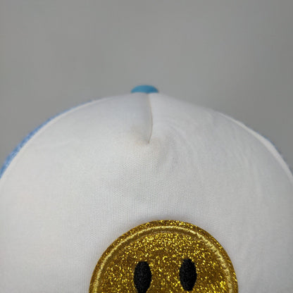 Smiley Emoji Embroidered Snapback Trucker Hat Multicolor One Size Mesh Back