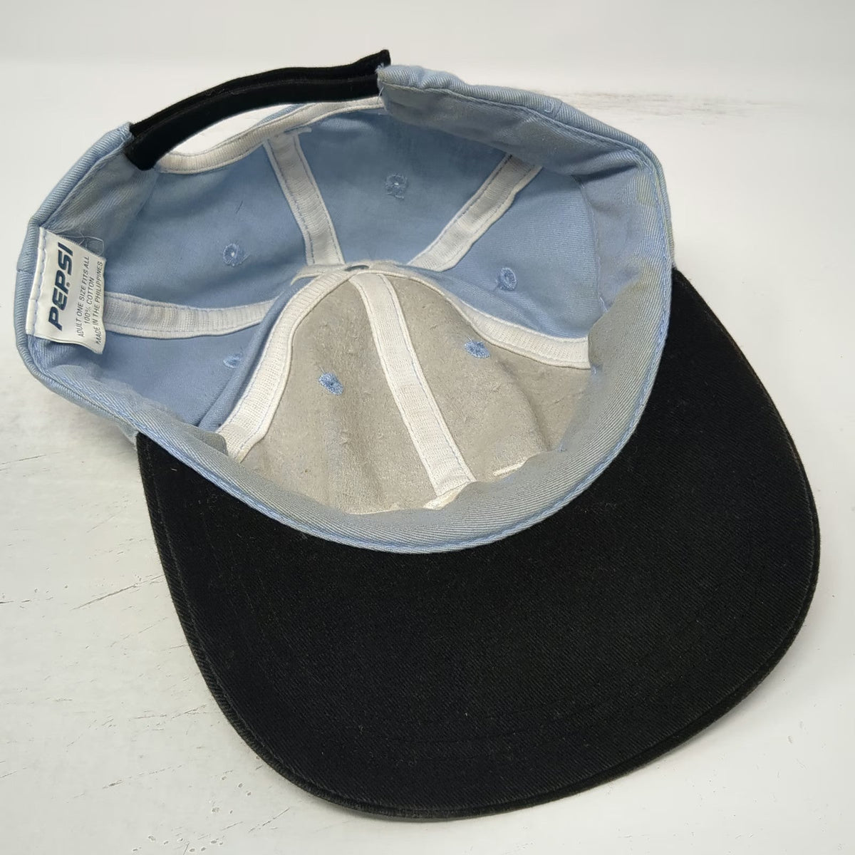 Pepsi Baseball Cap Blue One Size Two Tone Embroidered Logo Strapback Cotton Hat