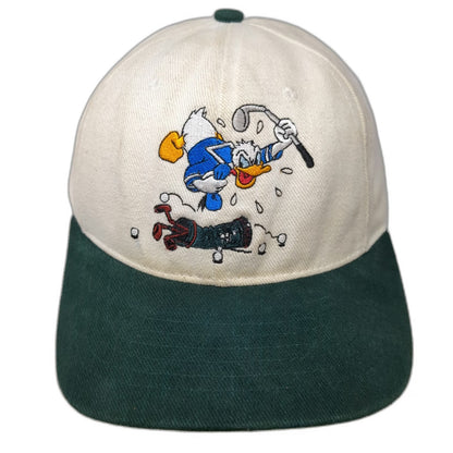 Disney Goofy's Hat Co Baseball Cap White Green Donald Duck Golfing Hat Vintage