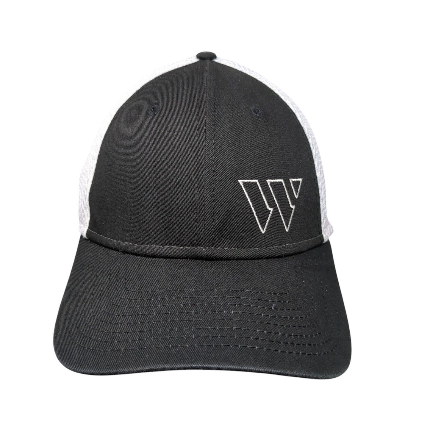 New Era Fitted Trucker Hat Black L/XL Breathable Mesh Back 39Thirty 6 Panel