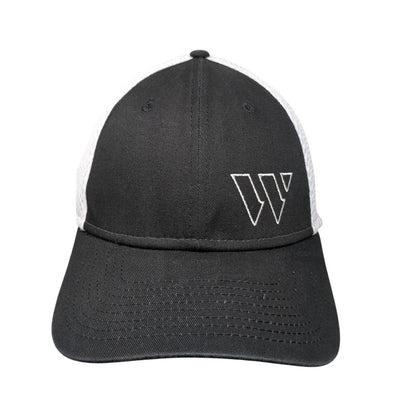 New Era Fitted Trucker Hat Black L/XL Breathable Mesh Back 39Thirty 6 Panel