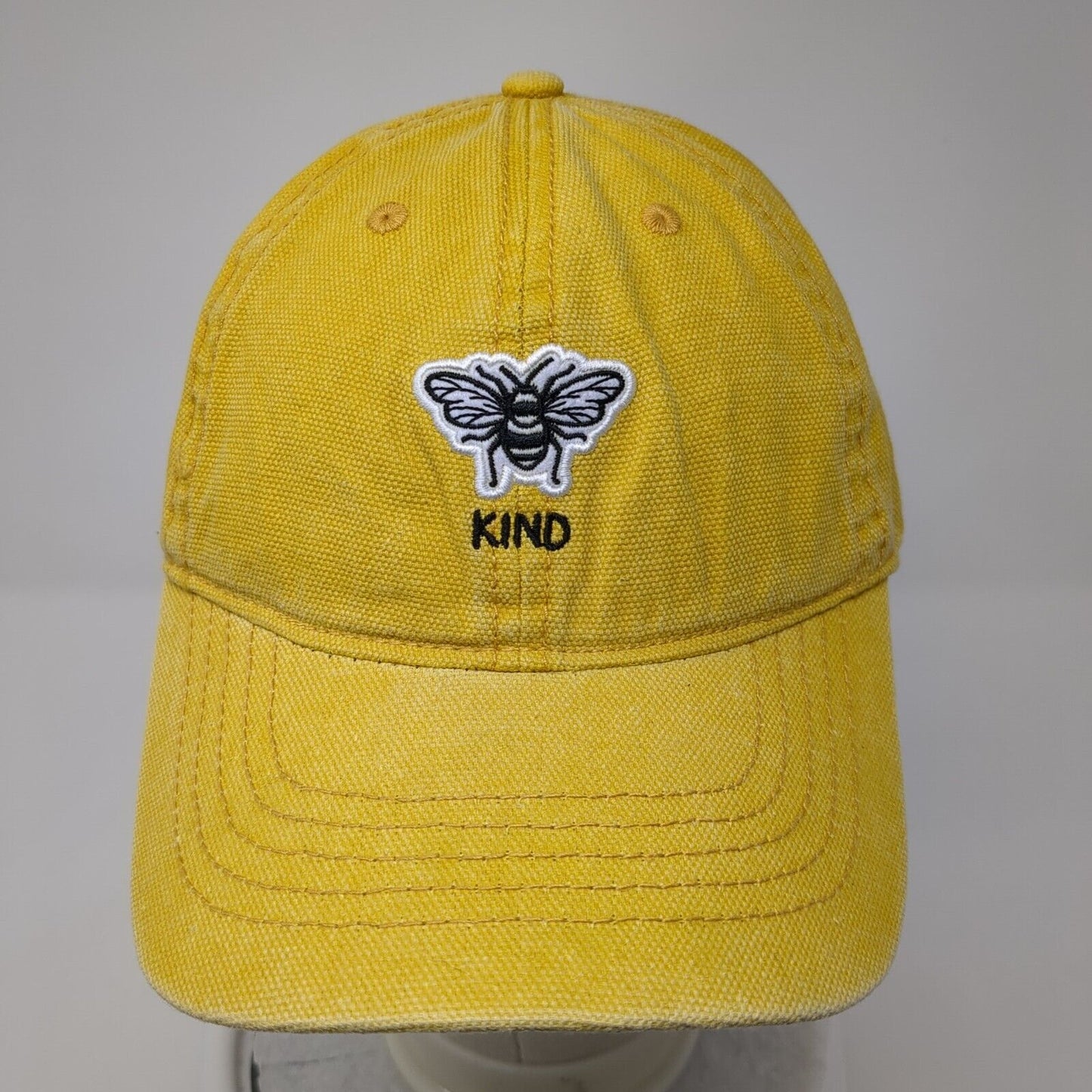 Bee Kind Slideback Hat Yellow OSFM Adjustable Embroidered 6 Panel