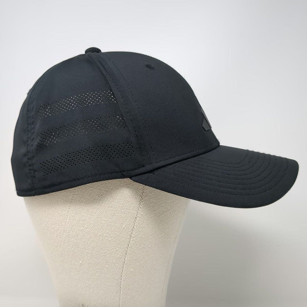 Adidas Baseball Cap Black XL AEROREADY Perforated Stretch Fit 3-Bar Logo Hat