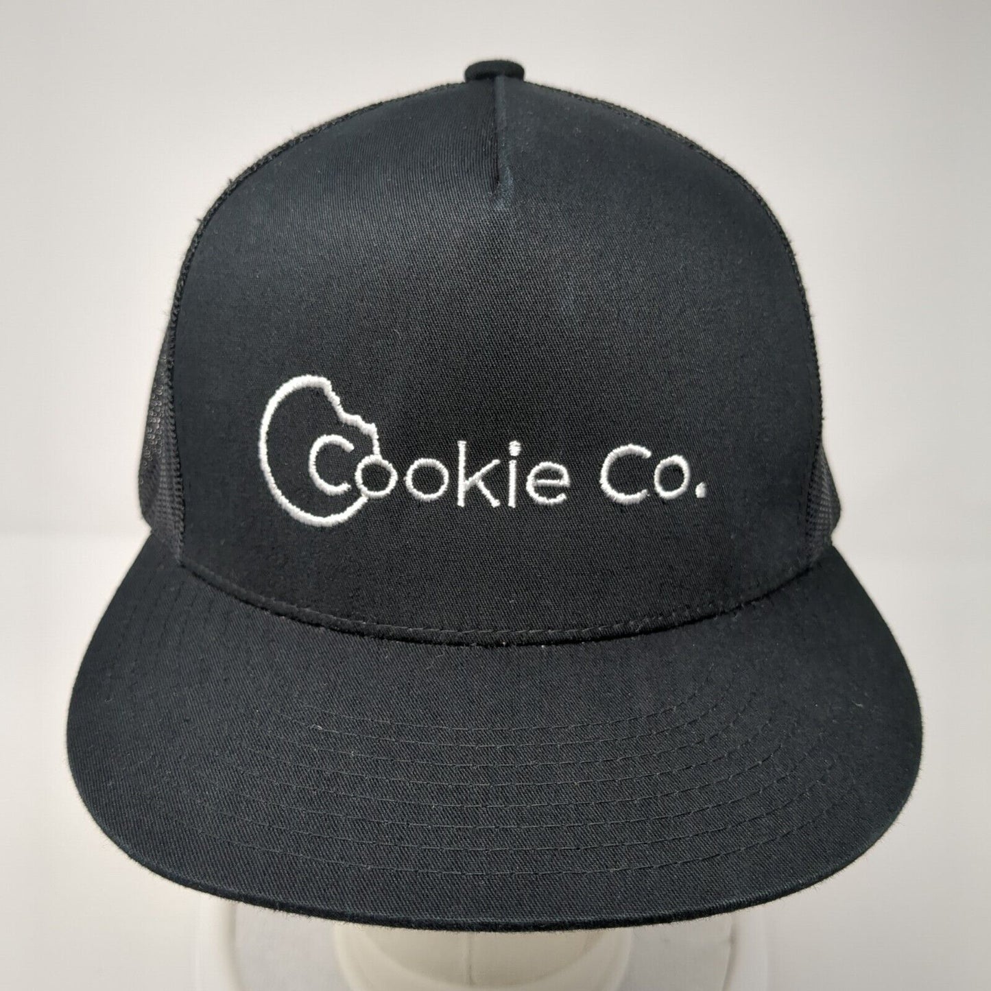 Cookie Co. Snapback Trucker Hat Black One Size Mesh Back Embroidered