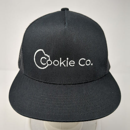 Cookie Co. Snapback Trucker Hat Black One Size Mesh Back Embroidered