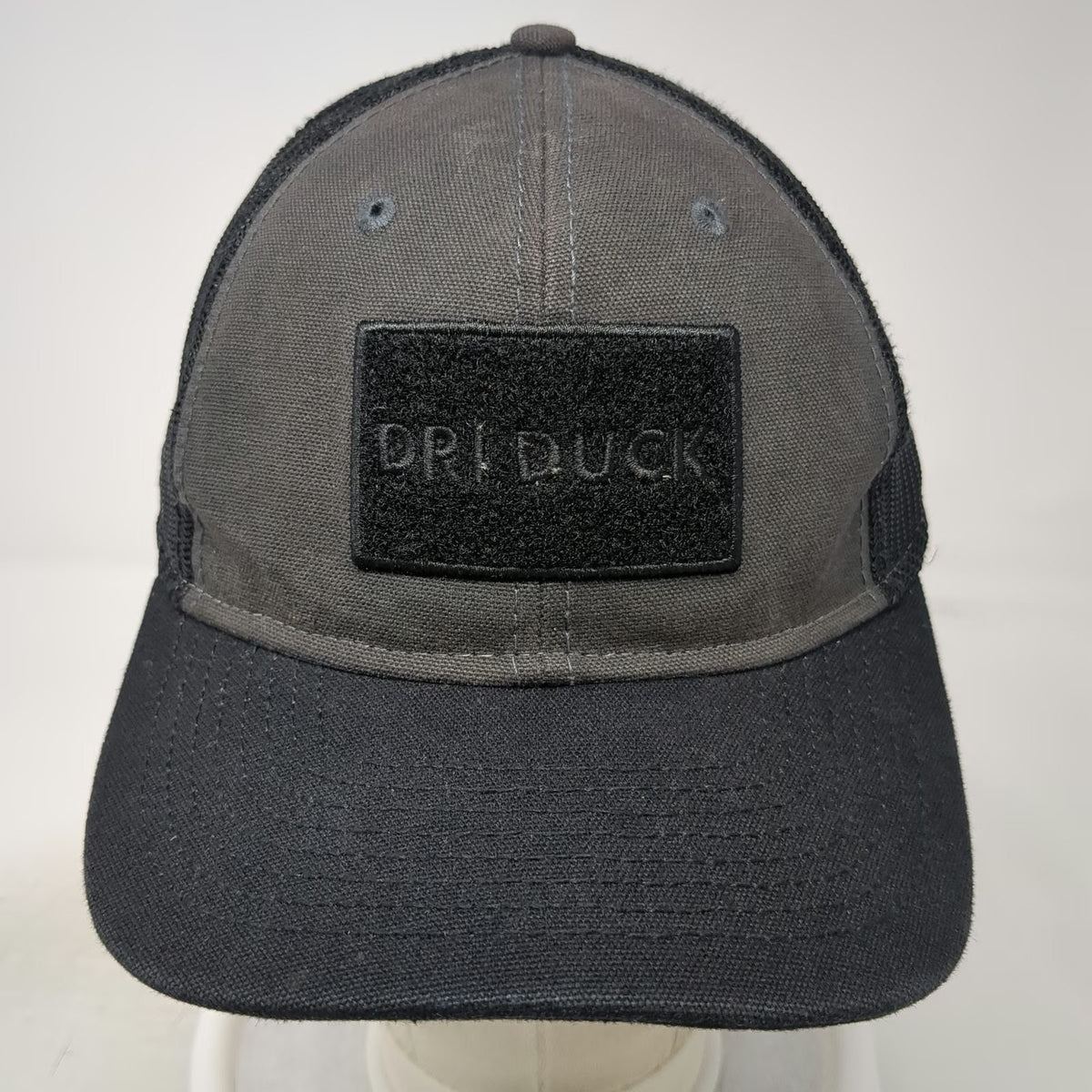 DRI DUCK Trucker Hat Black Gray One Size Mesh Back Snapback Patch Canvas Rugged
