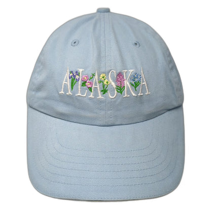 Tongass Trading Co Baseball Cap Blue One Size Alaska Floral Embroidery Hat