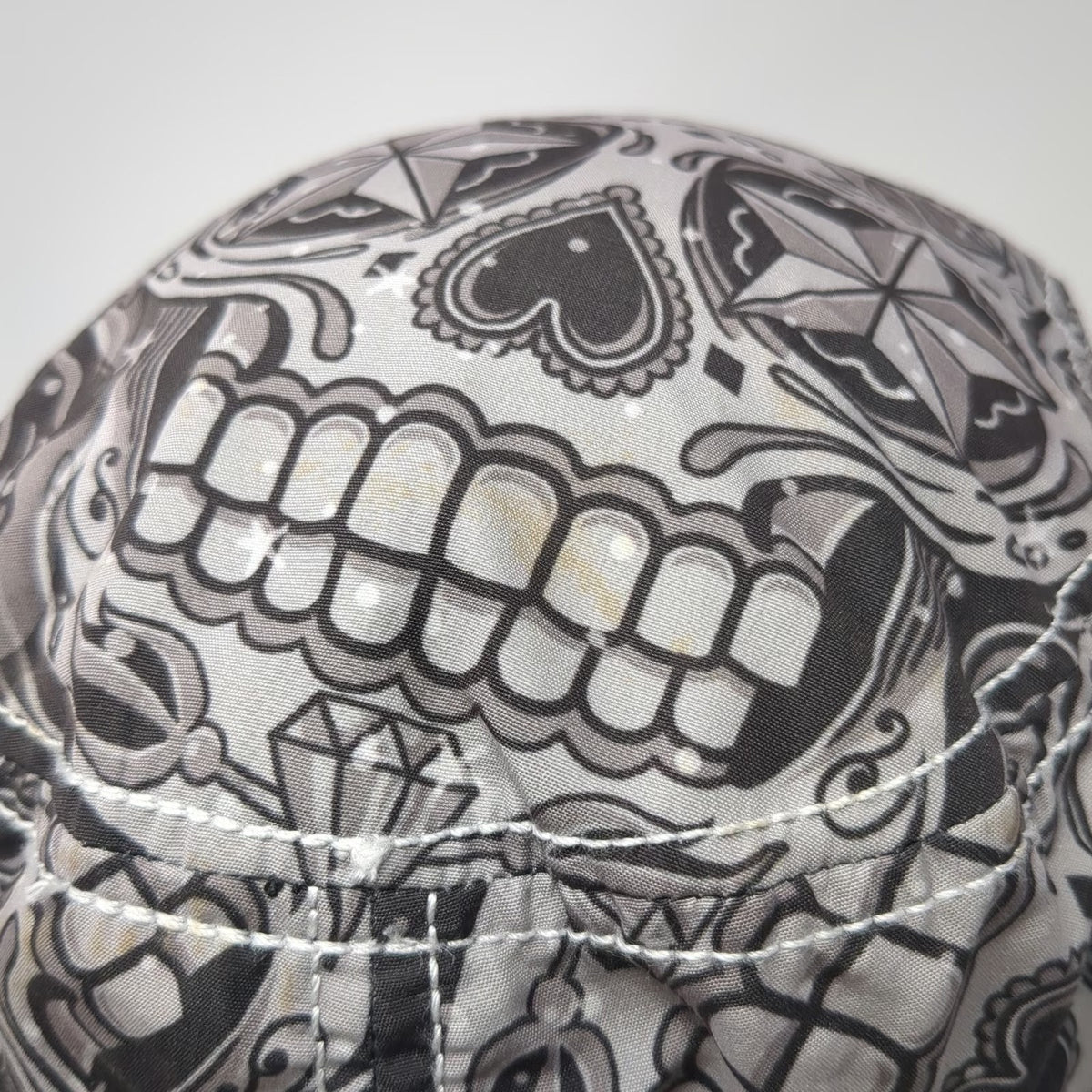 Hot Leathers Army Cap Gray One Size Sugar Skull Tattoo Art Strapback Hat Rose