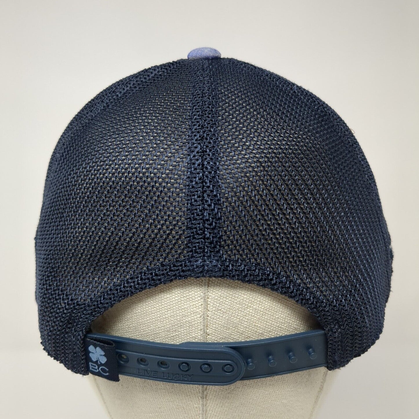 Party Time Live Lucky Top Golf Snapback Trucker Hat Blue OS Mesh Back Distressed
