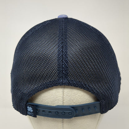 Party Time Live Lucky Top Golf Snapback Trucker Hat Blue OS Mesh Back Distressed