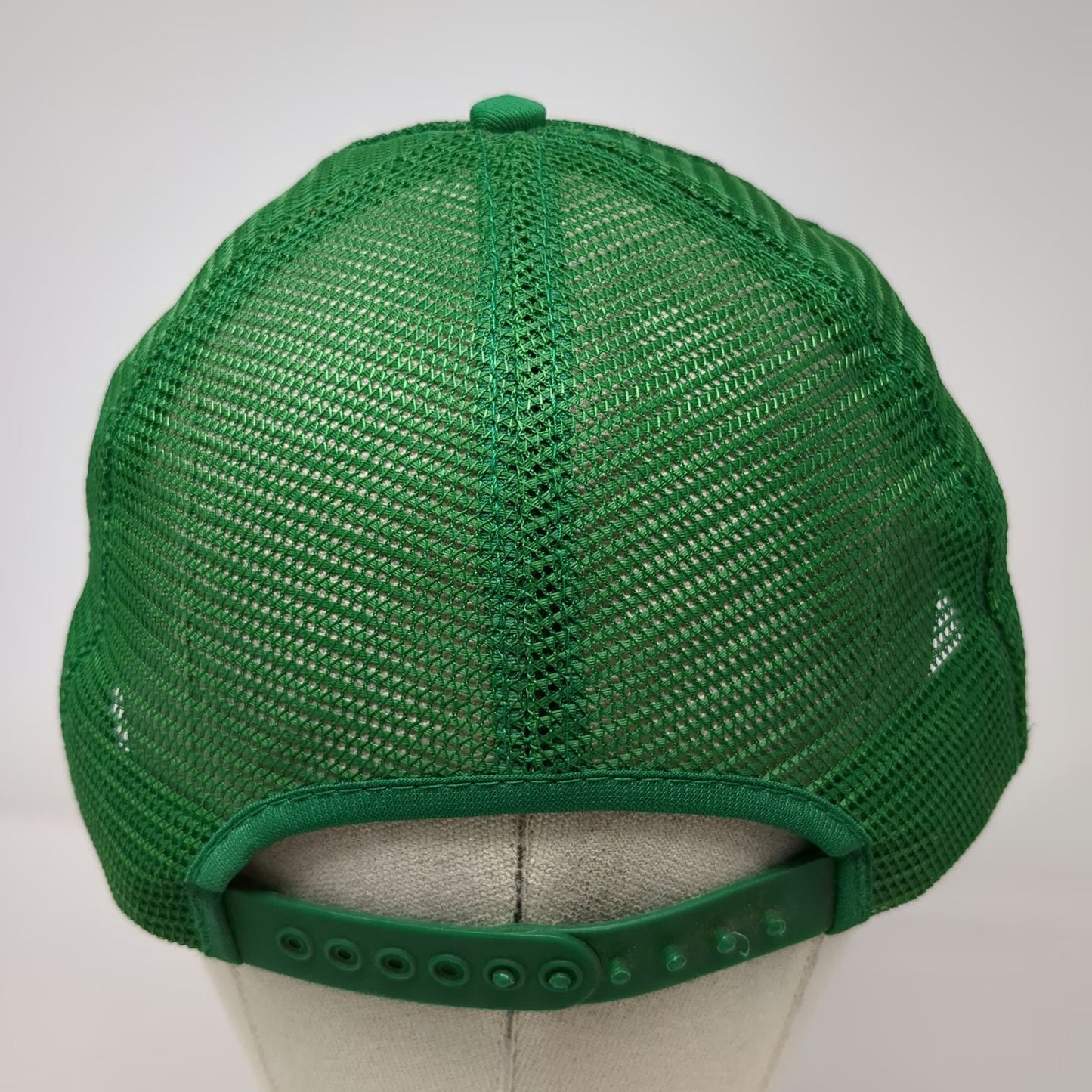 Pro Fit Trucker Hat Green Vintage Johnston Pumps Logo Mesh Snapback Made USA