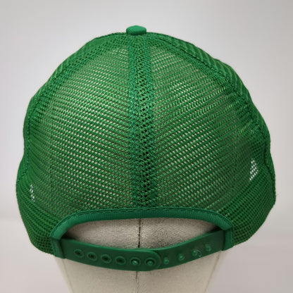 Pro Fit Trucker Hat Green Vintage Johnston Pumps Logo Mesh Snapback Made USA