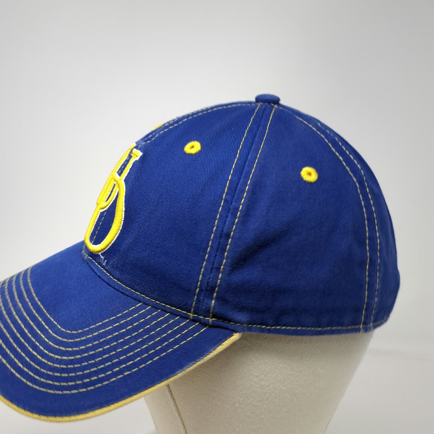 Delaware Blue Hens NCAA Blue OSFM Cap Hat Contrast Stitching Yellow Underbrim