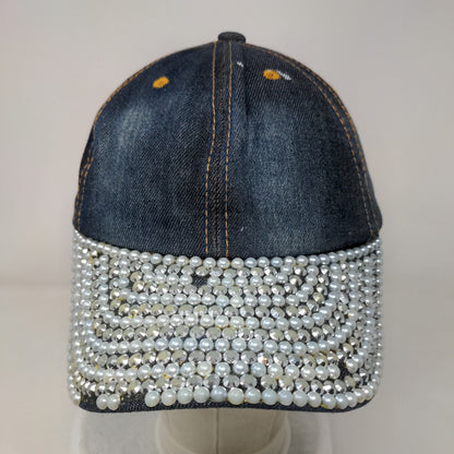 Unbranded Slideback Denim Hat Blue OSFM Studded Adjustable 6 Panel