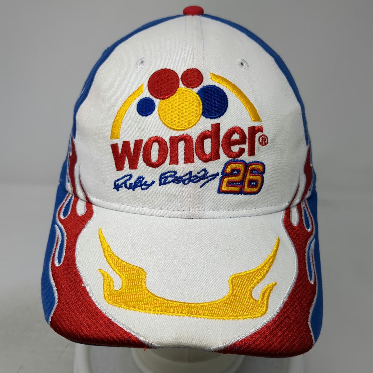 Wonder Ricky Bobby Talladega Nights 26 Baseball Cap Hat White Blue Red One Size