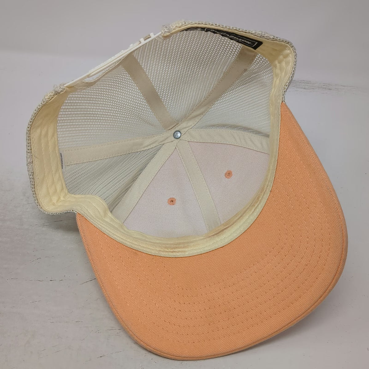 Richardson Trucker Hat Orange L Snapback Mesh Back Leather Patch Trucking