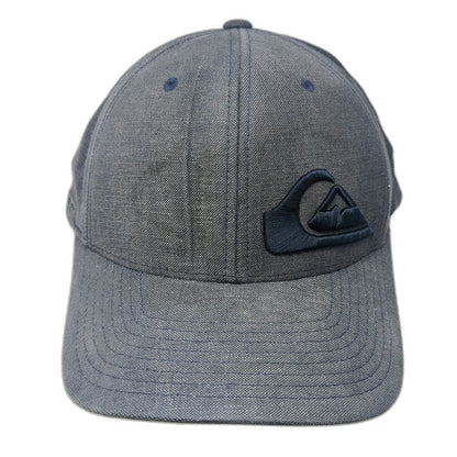 Quiksilver Baseball Cap Blue XL Flexfit Linen Blend Embroidered Logo Stretch Hat