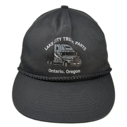 Black One Size 5 Panel Snapback Hat Lake City Truck Parts Ontario Oregon Rope