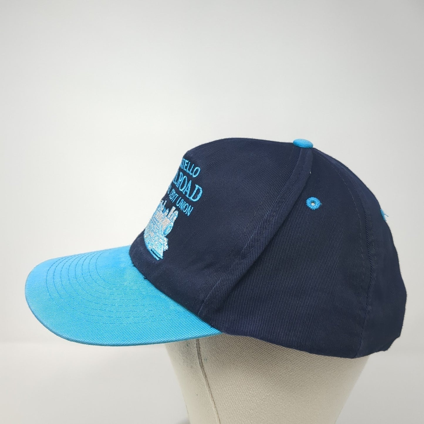 Pocatello Railroad Federal Credit Union Snapback Hat Blue OS Adjustable Poppers