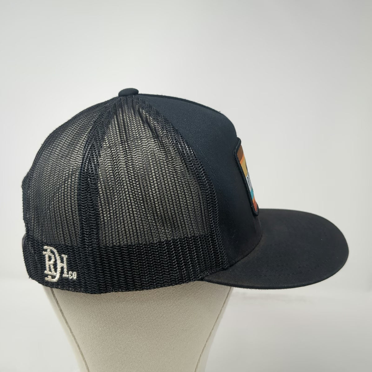Red Dirt Hat Company Trucker Hat Black One Size Snapback Patch Logo Mesh Back