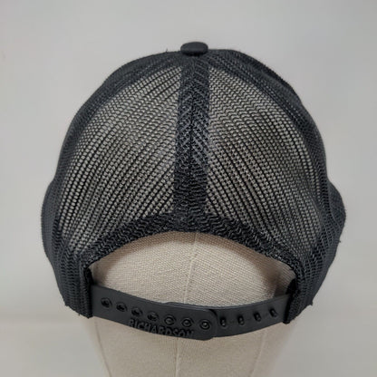 UFL Snapback Mesh Back Trucker Hat Black Adjustable Embroidered Fish Logo
