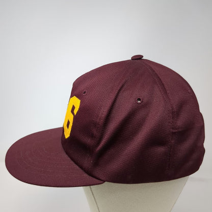 Young An Snapback Hat Red 7 5/8 Yellow 406 Graphic Green Under Brim Polyester