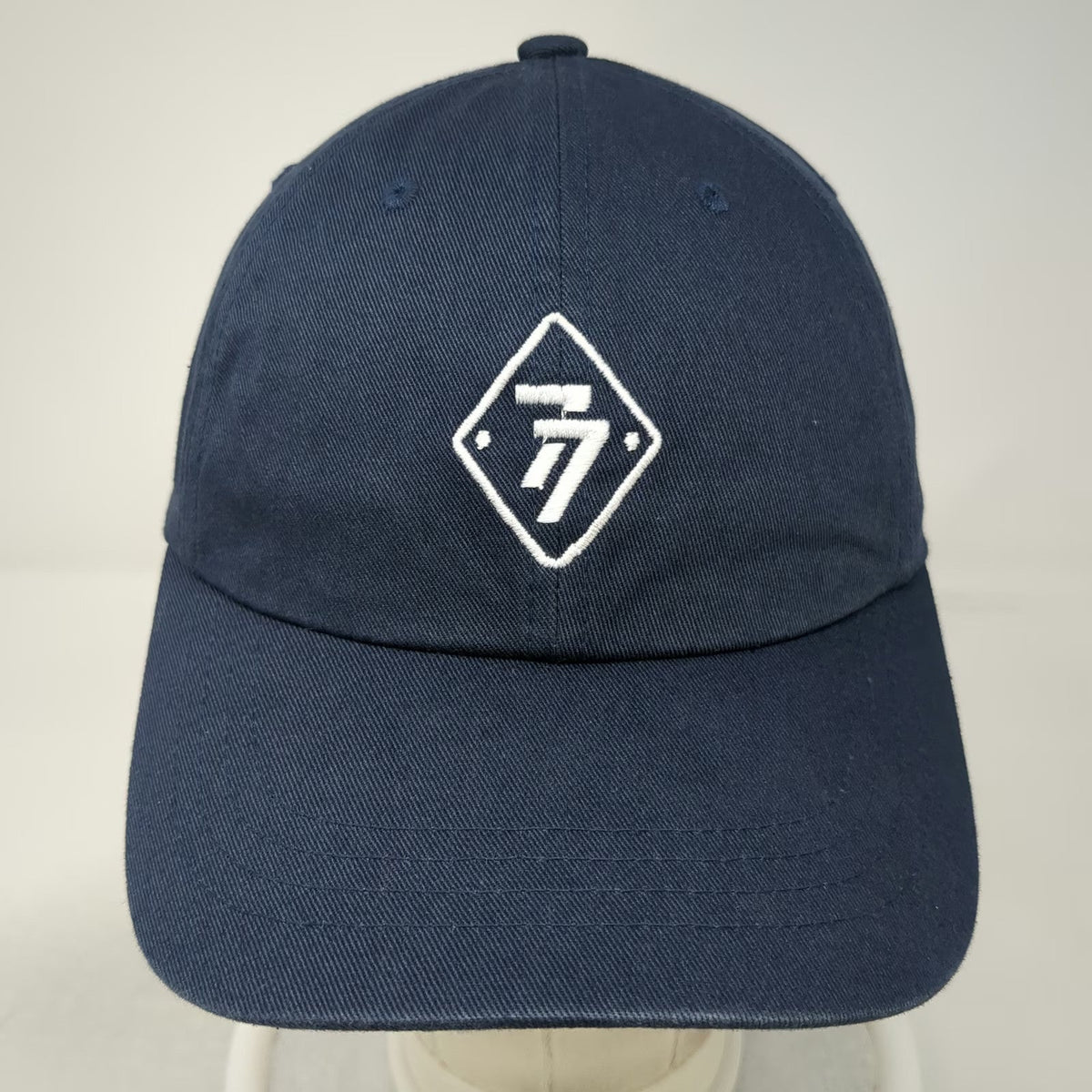 Yupoong Baseball Cap Blue OSFM Embroidered 77 Diamond Logo Adjustable Cotton Hat