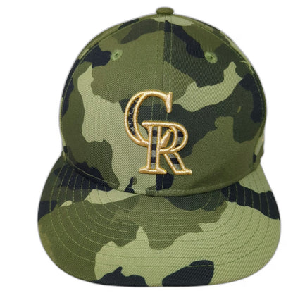Colorado Rockies MLB New Era Snapback Camo One Size Hat Gold Embroidery 9FIFTY