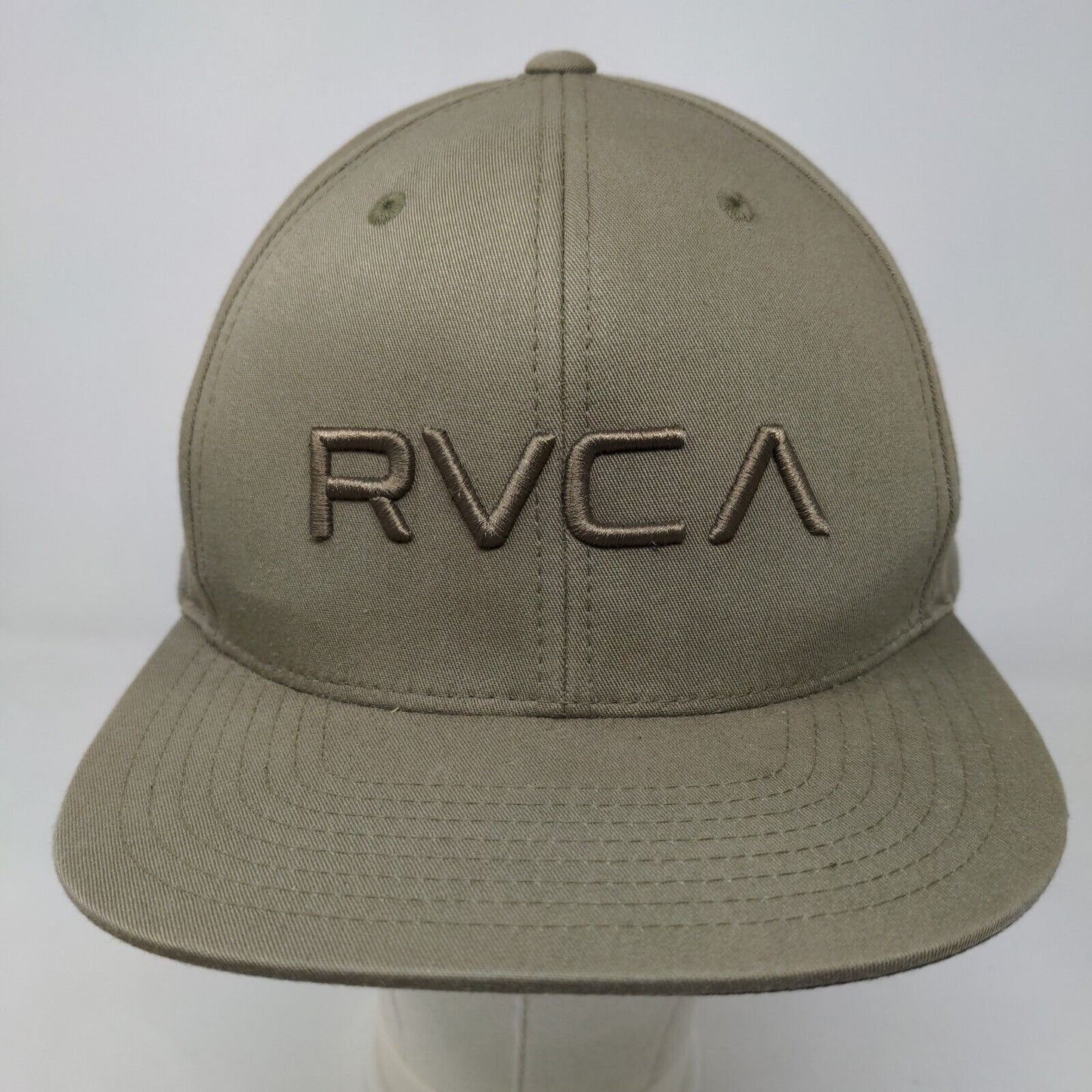 RVCA Men's Snapback Hat Green Embroidered Logo Cotton Blend Adjustable