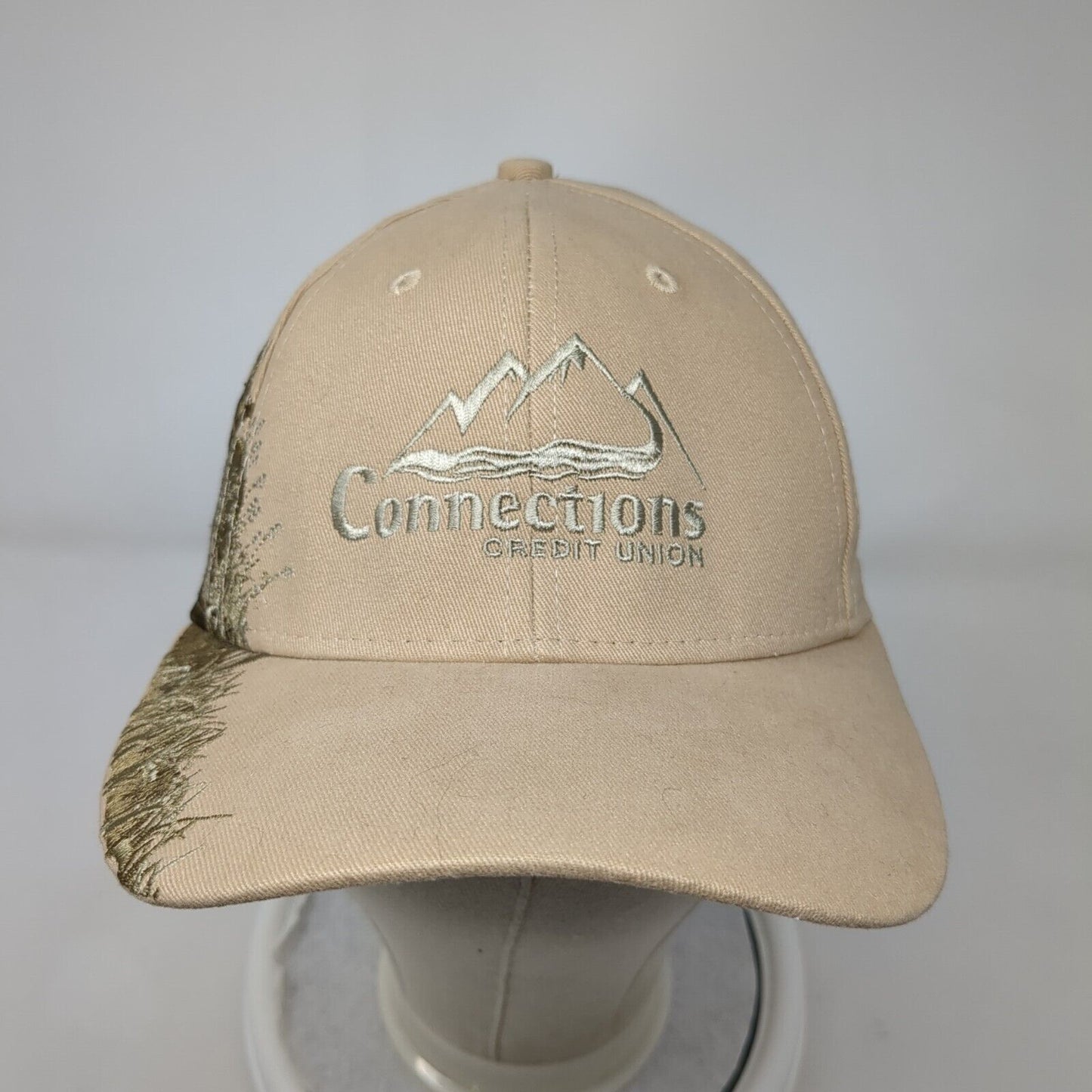 Connections Credit Union Strapback Hat Tan OSFA Embroidered Dri-Duck Wildlife