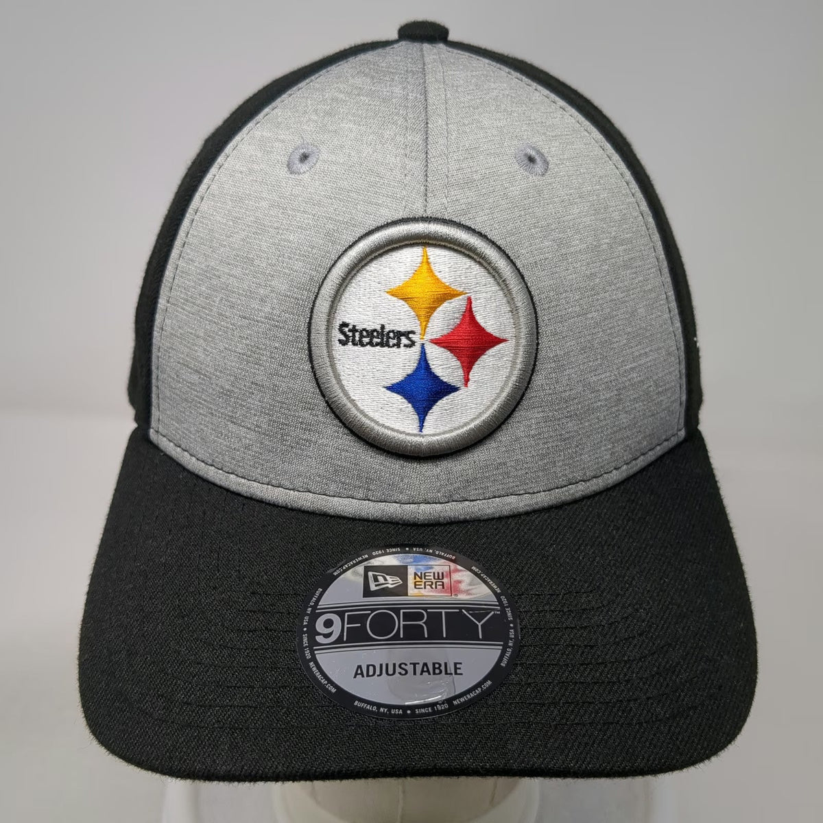 New Era Pittsburgh Steelers NFL Black Gray One Size 9FORTY Curved Brim Logo Hat