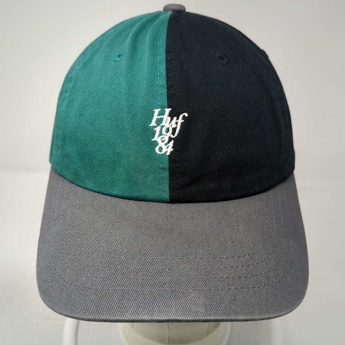 HUF Baseball Cap Green Black Gray One Size 1984 Logo Split Panel Cotton Hat