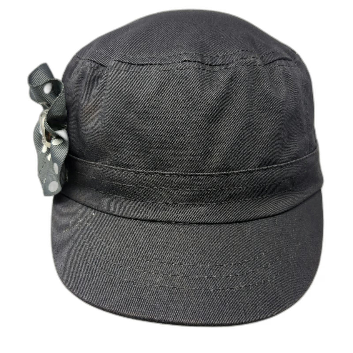 ABG Accessories Army Cap Gray One Size Polka Dot Flower Rhinestone Elastic Hat