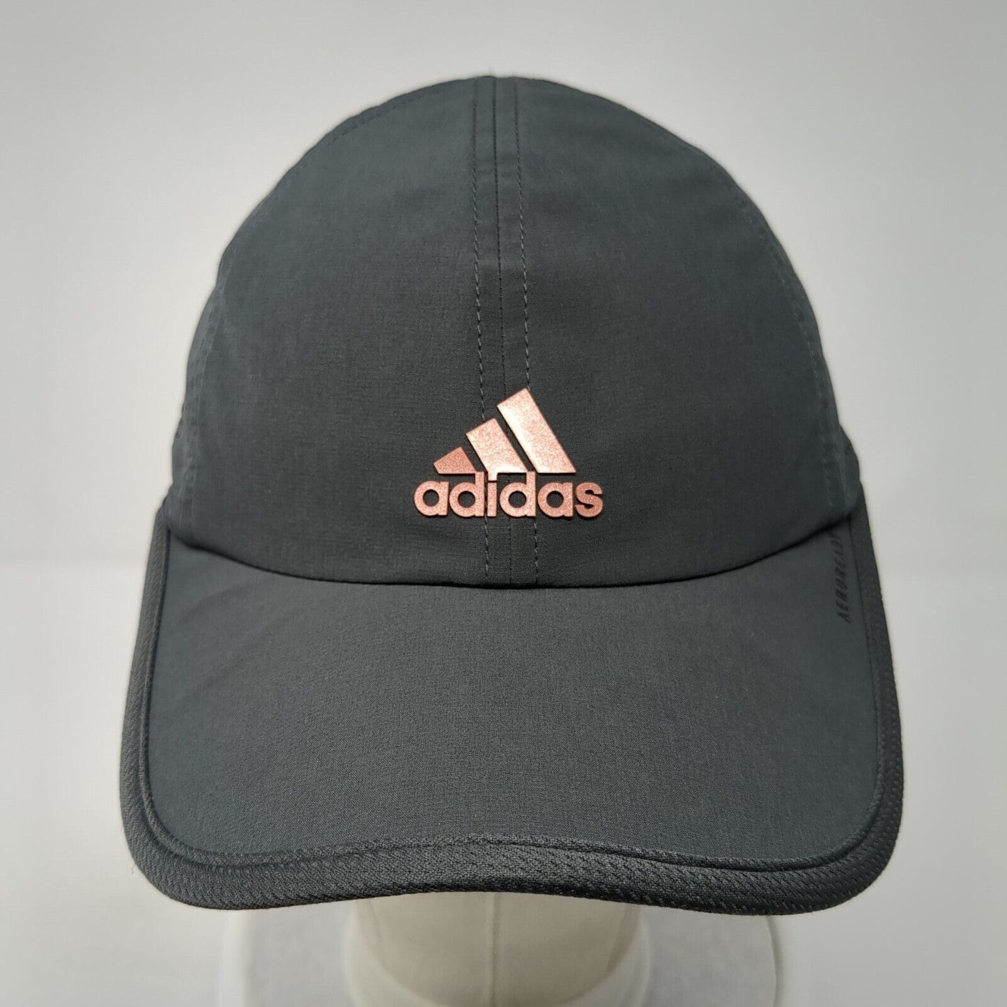 Adidas Aeroready Strapback Hat Gray One Size 3 Stripes Logo Laser Cut