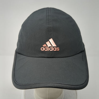 Adidas Aeroready Strapback Hat Gray One Size 3 Stripes Logo Laser Cut